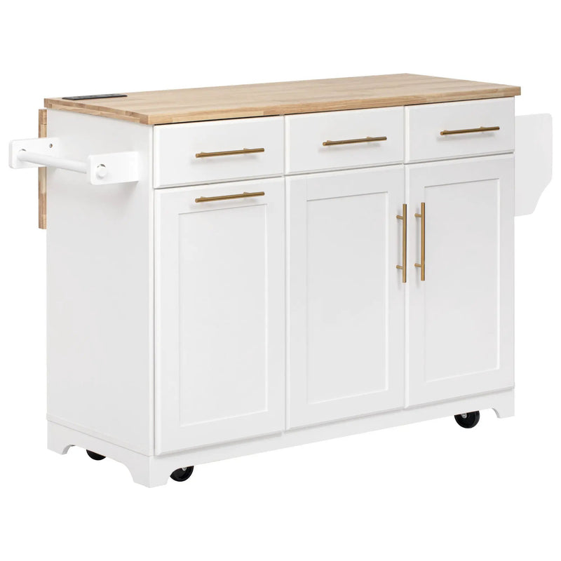 K&K 59.3" Kitchen Island with Storage & Rolling Cart by HouseOfZazla