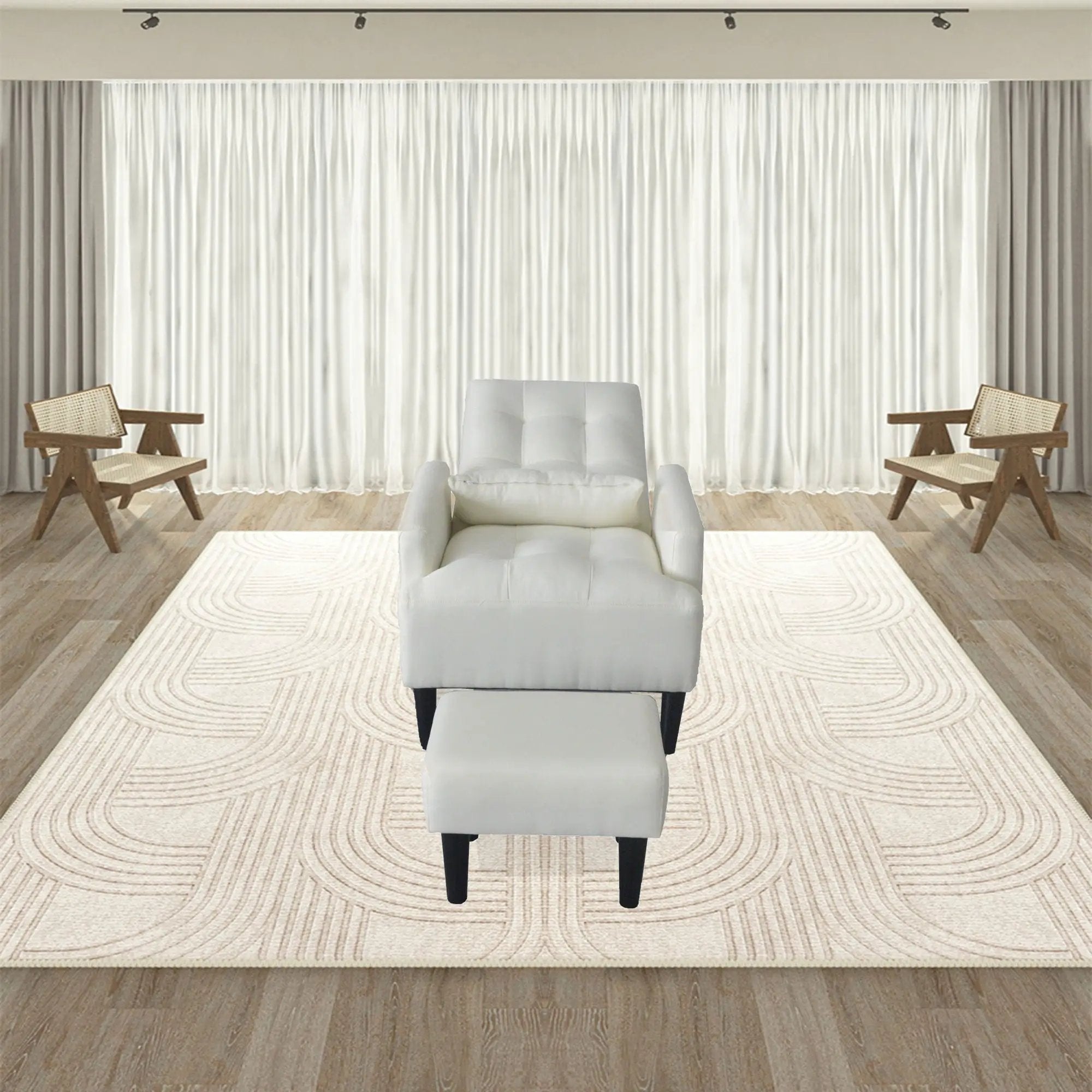 Living Room Sofa Single Chair And Ottoman, Modern Multi-Function Fabric Living Room Sofa Lounge Chair Bed And Stool. Soft Leisure Single Chair Adjustable Into 5 Angles With Sofa Bed by HouseOfZazla