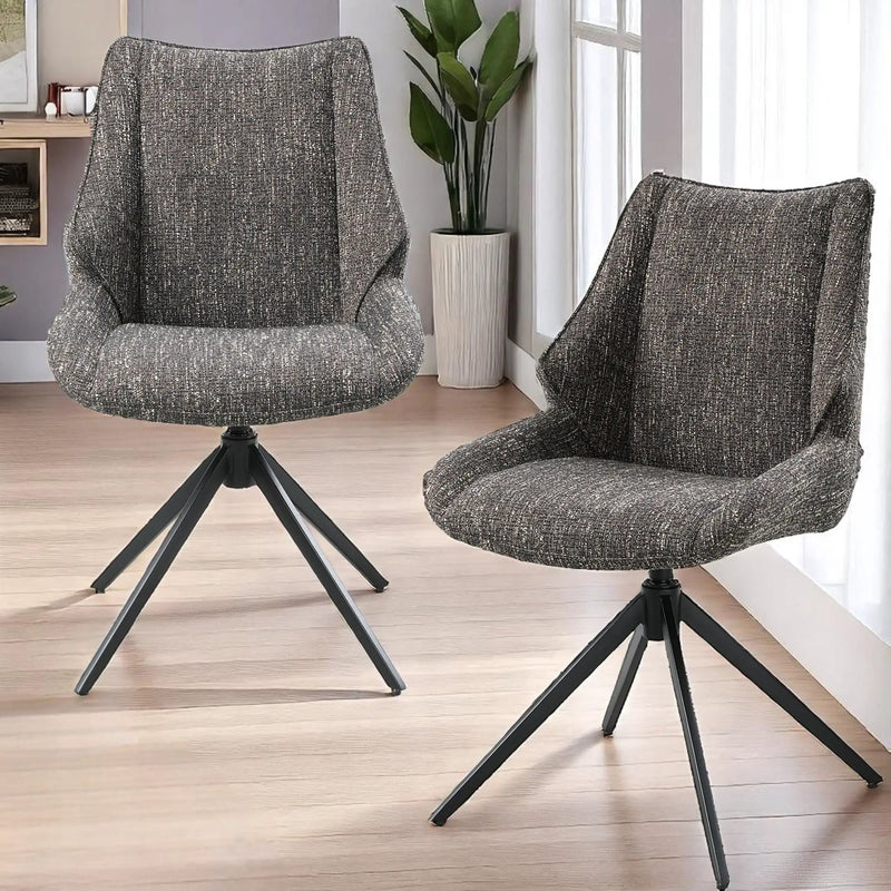 Malika - Side Chair With Swivel (Set of 2) - Brown Gray by HouseOfZazla
