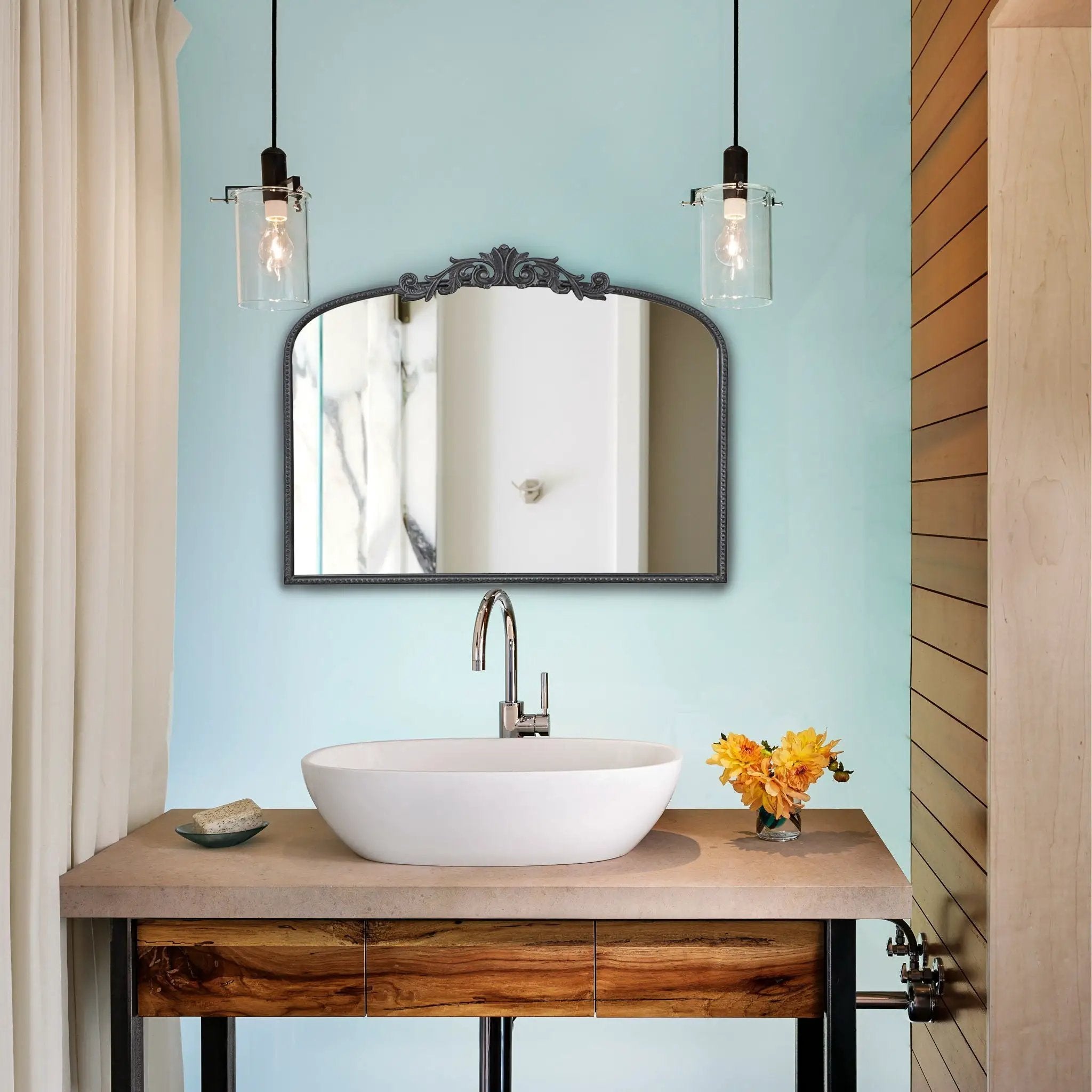 Arch Mirror, Baroque Inspired Wall Decor For Bathroom, Bedroom, Living Room by Unique Piece Furniture