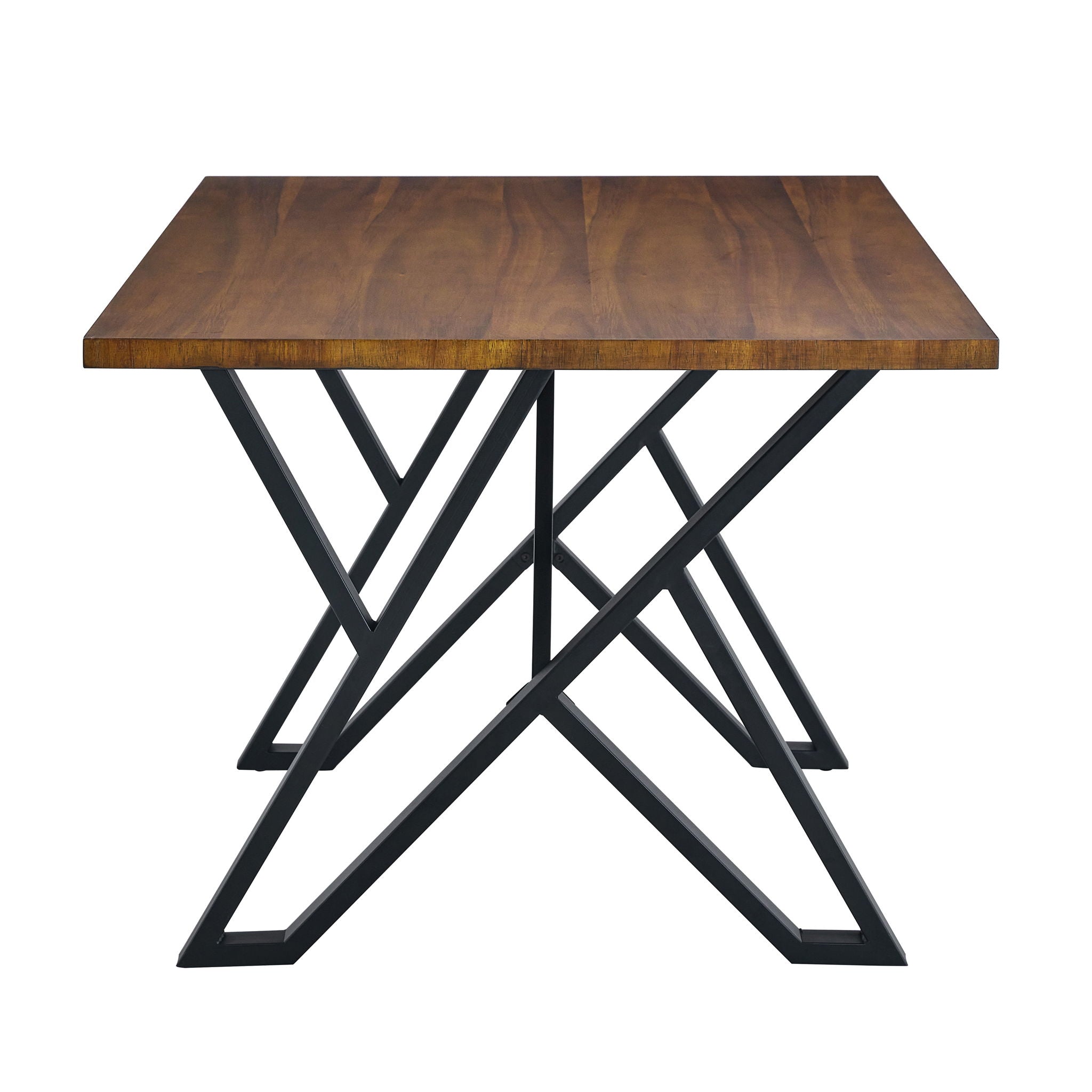 Industrial Style Indoor Dining Table With Metal Legs - Walnut / Black by HouseOfZazla