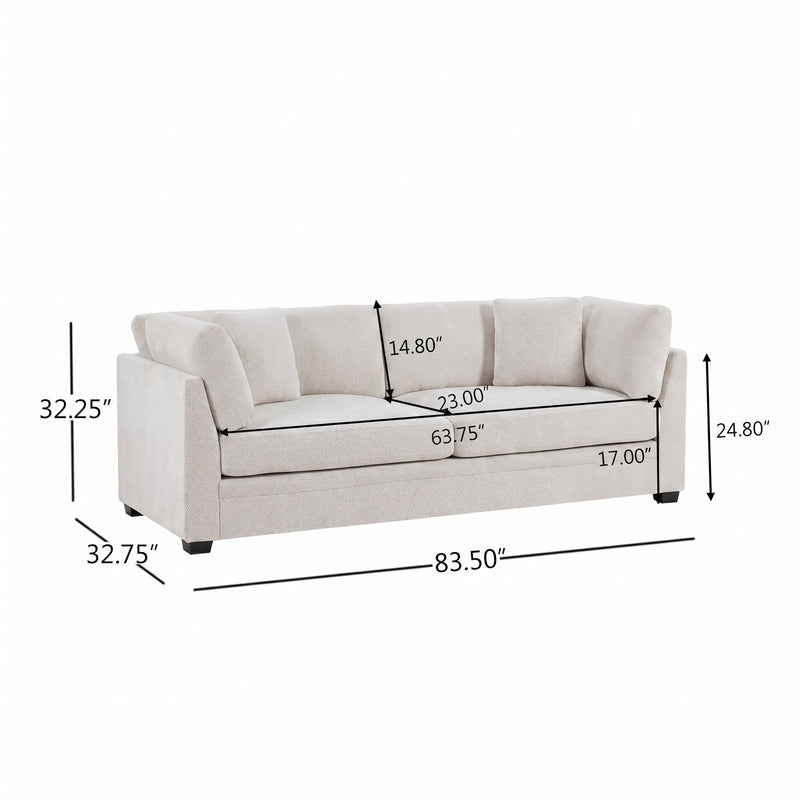 83.5" Modern Flared Arms Sofa (Beige) by HouseOfZazla