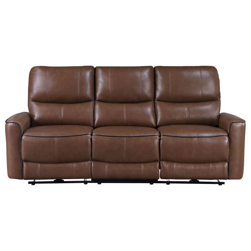 Greenfield Upholstered Power Reclining Sofa Saddle Brown by Unique Piece Furniture