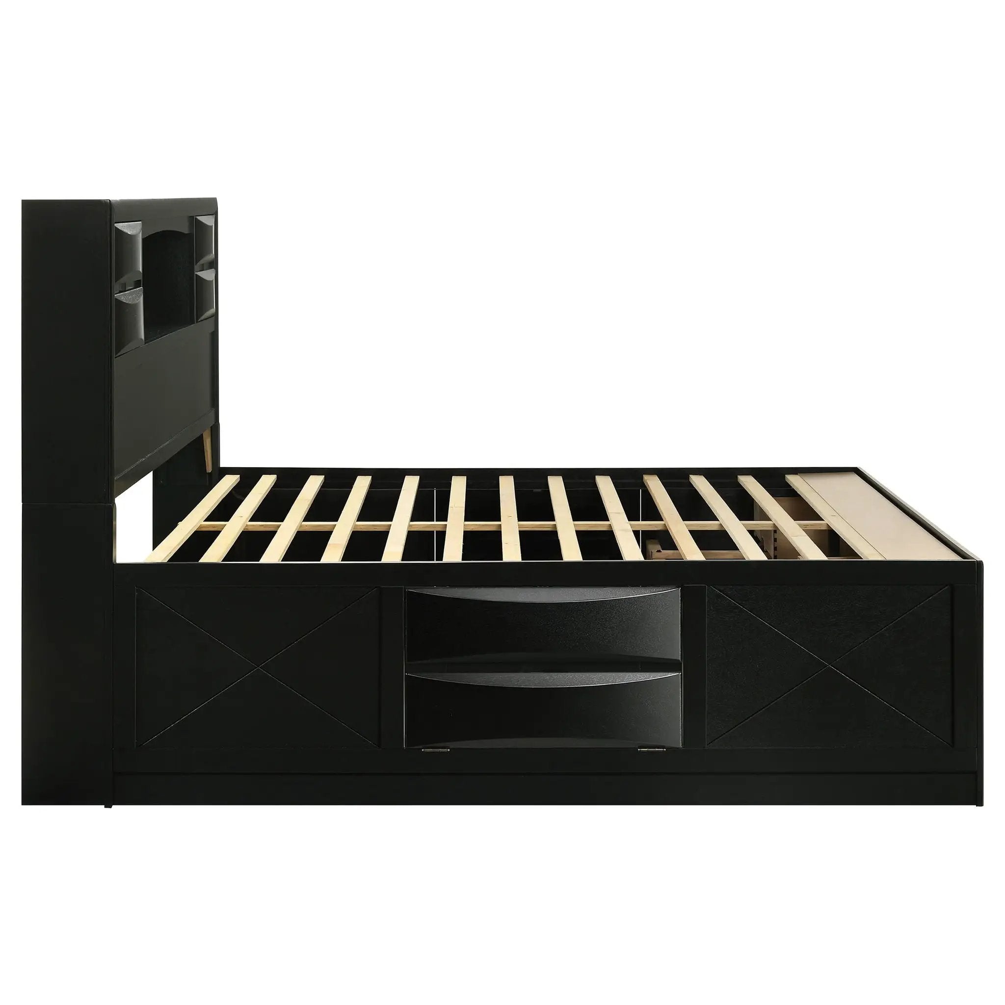 Briana Wood Eastern King Storage Bookcase Bed Black by Unique Piece Furniture