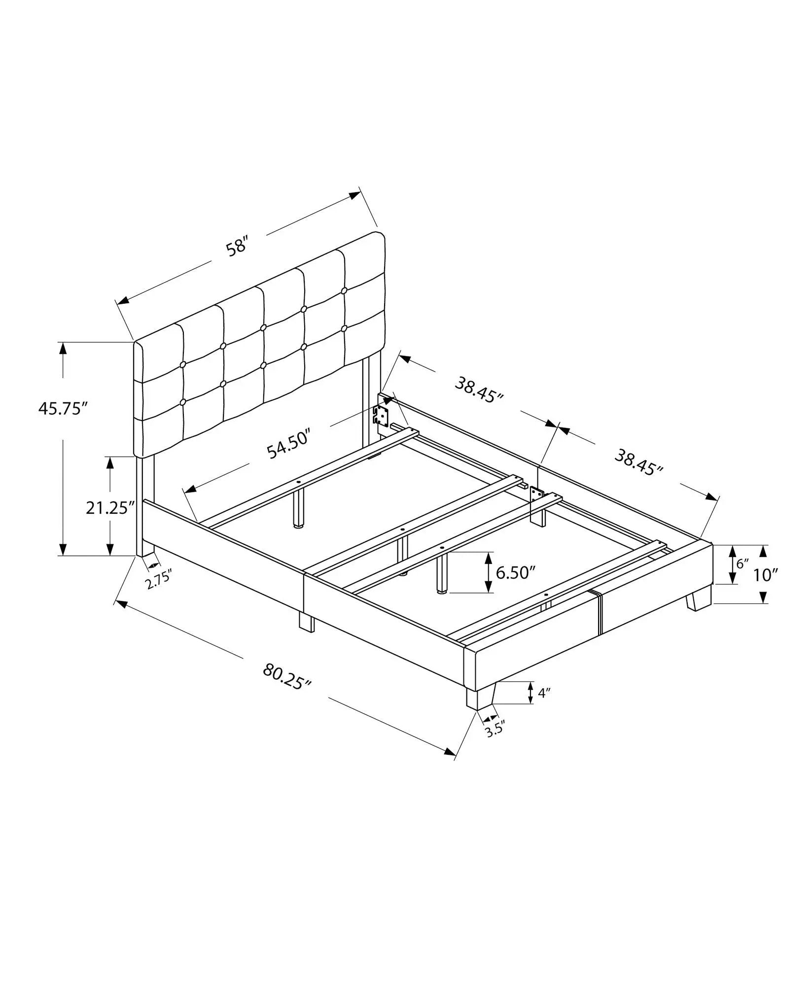Bed, Upholstered, Frame Only, Transitional by Unique Piece Furniture