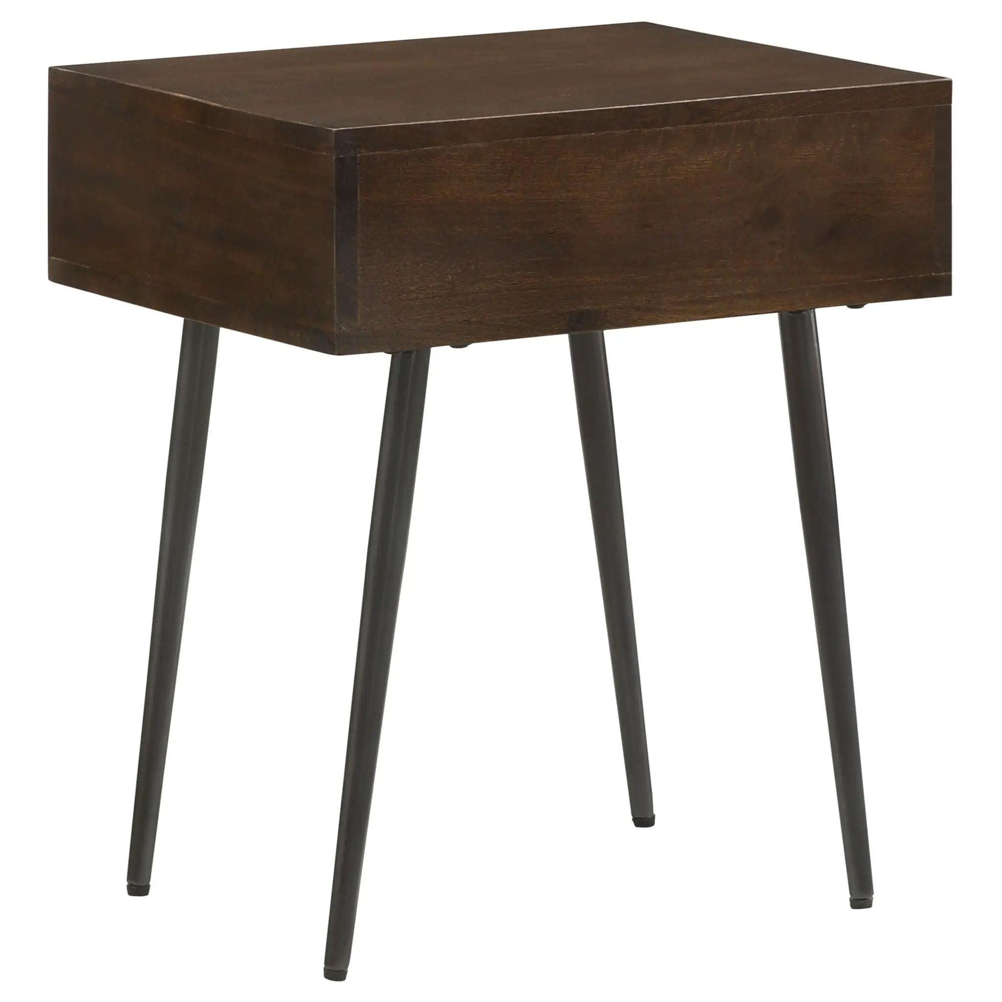 Gibson - Coffee 1 Drawer Rectangular Side Table With Angled Legs - Coffee by HouseOfZazla