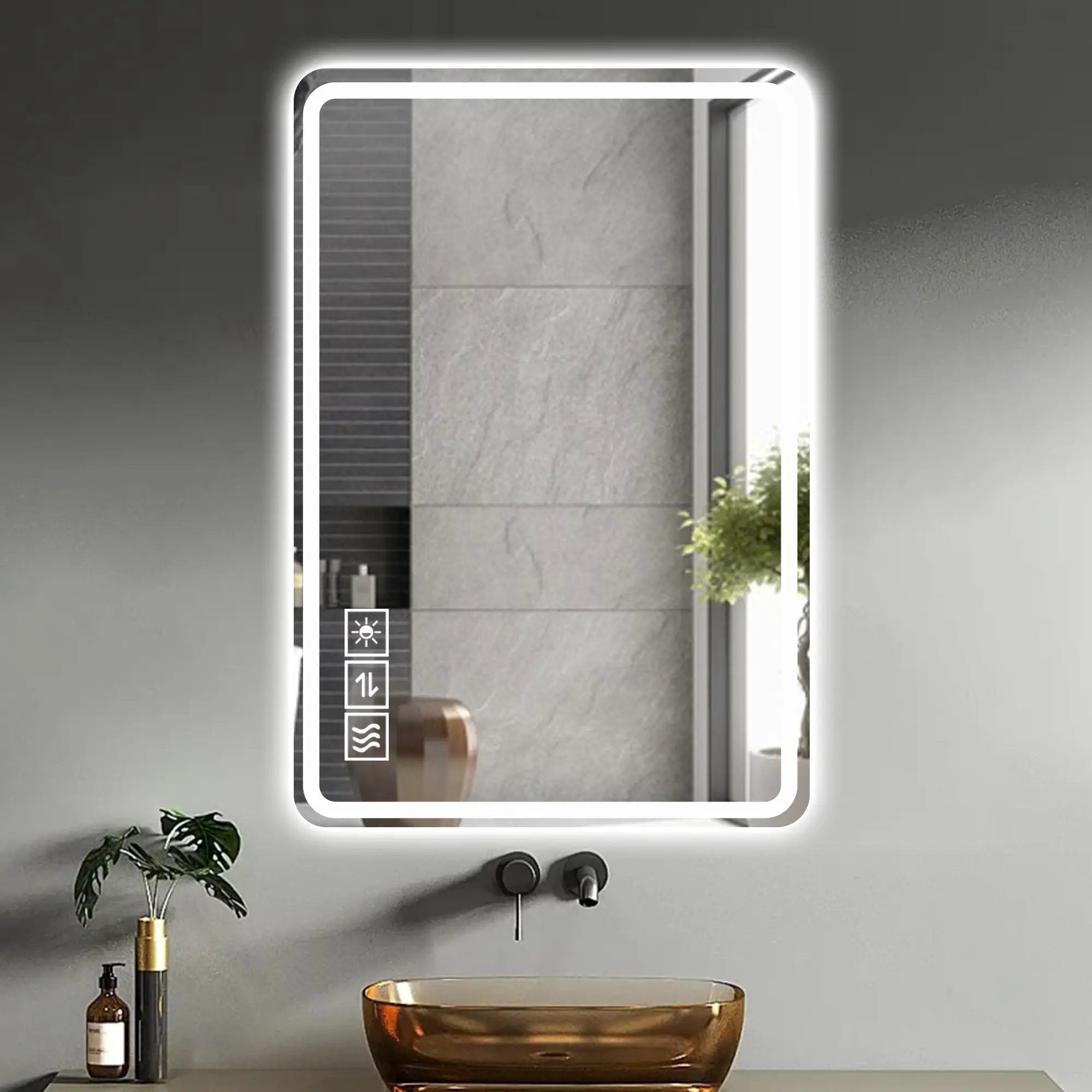 24X40 Inch LED Bathroom Mirror Vanity with Front Lights by HouseOfZazla