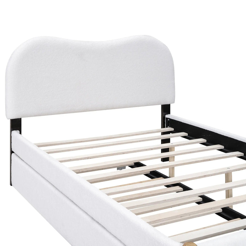 Upholstered Platform Bed With Wood Supporting Feet And Trundle by HouseOfZazla