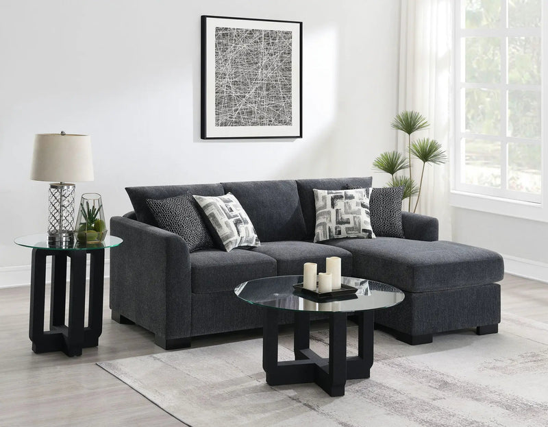 Storey Upholstered Sleeper Sectional Chaise Sofa Dark Grey by Unique Piece Furniture
