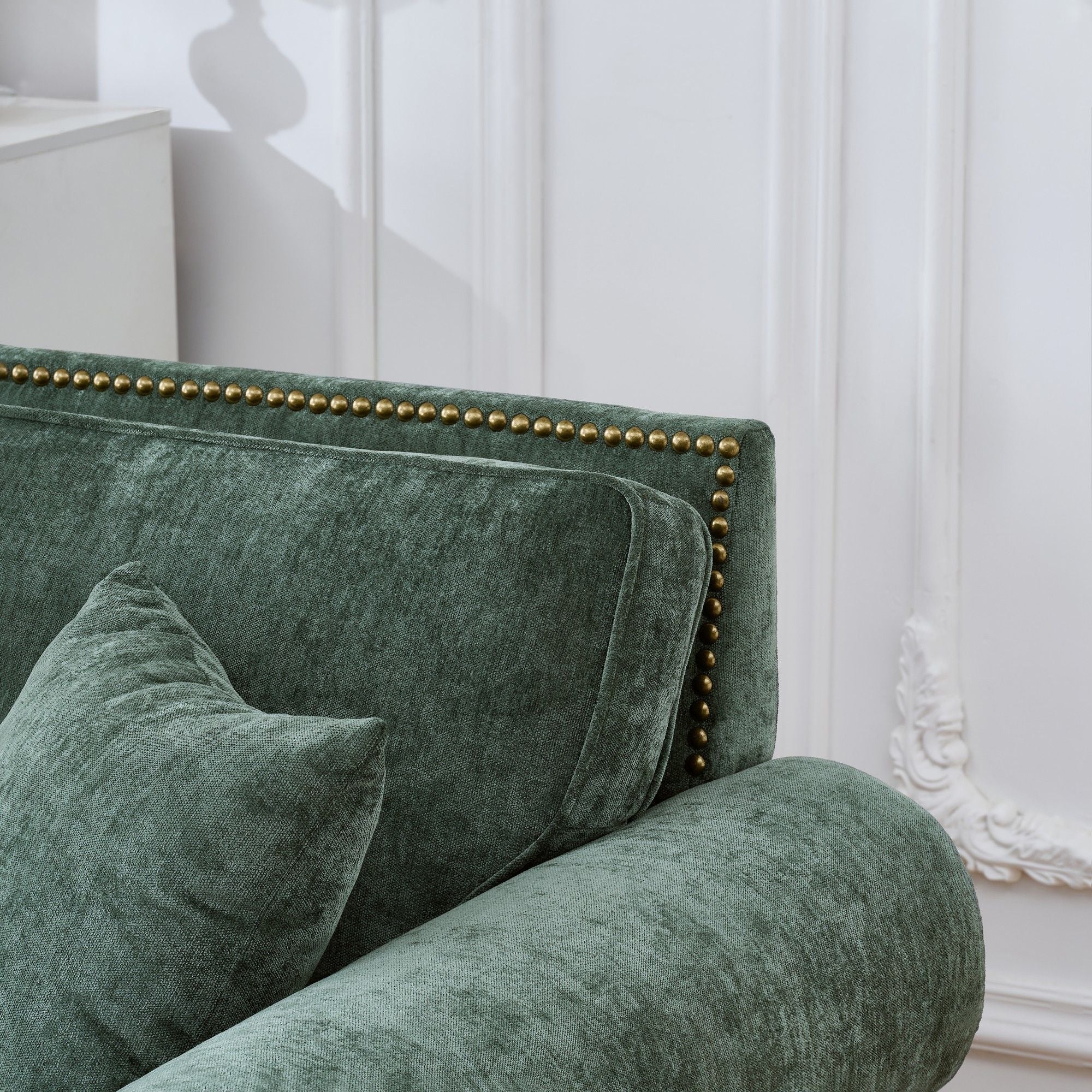 3 Seater Sofa With Tufted Upholstery, Rolled Arms, Nailhead Trim by HouseOfZazla