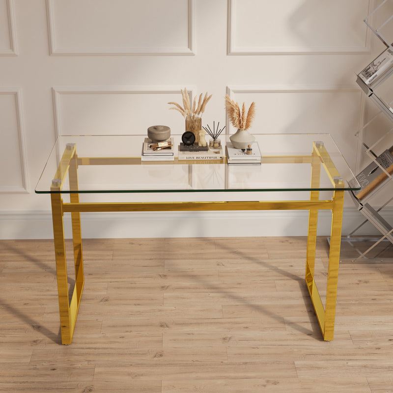 Modern Minimalist Rectangular Dining Table With Tempered Glass Top by HouseOfZazla