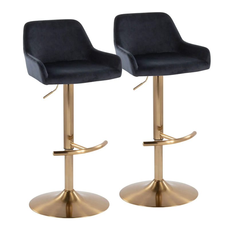 Daniella - Contemporary Adjustable Barstool With Swivel With Rounded T Footrest (Set of 2) by Unique Piece Furniture