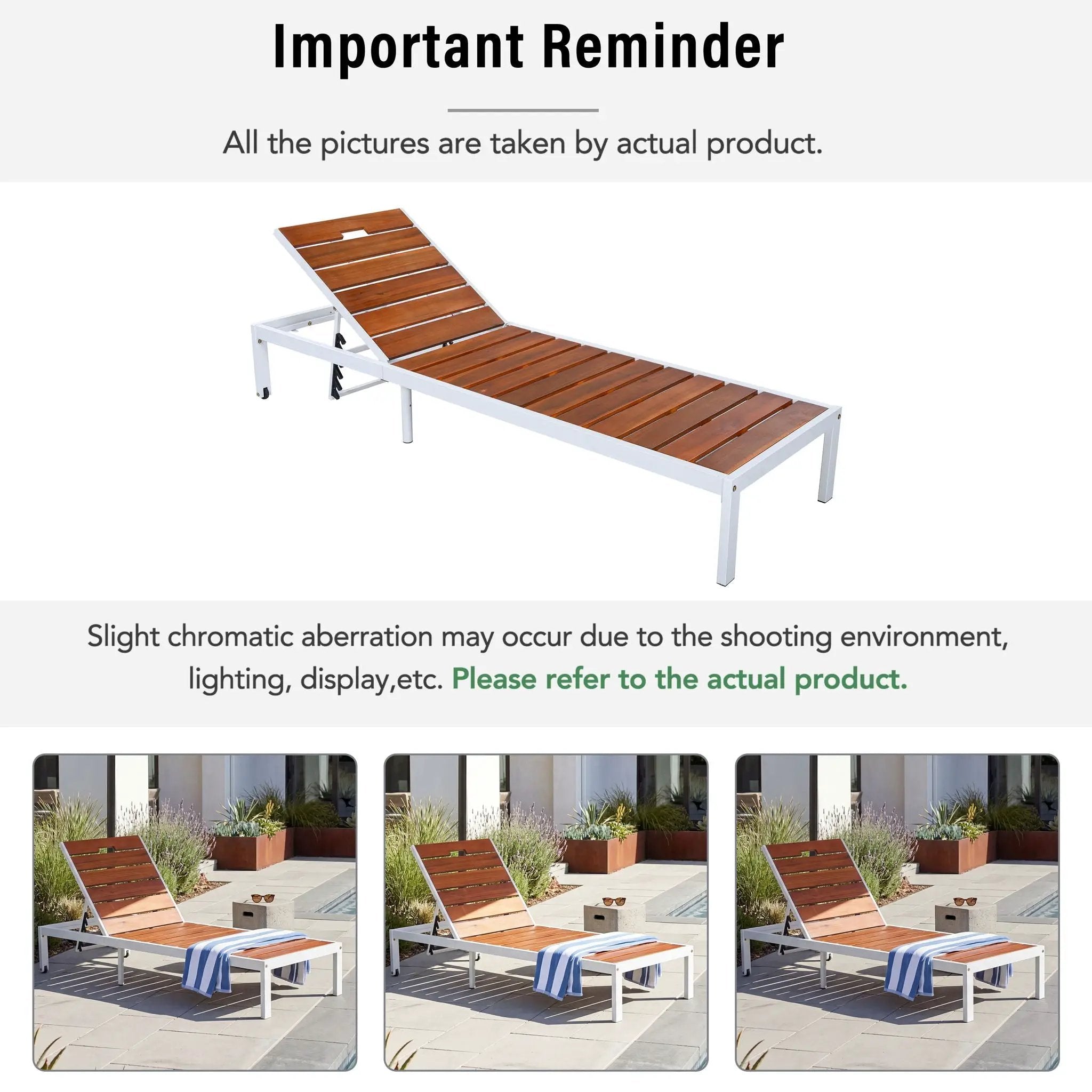 Outdoor Chaise Pool Lounge Chairs With Adjustable Backrest - Brown / White by HouseOfZazla