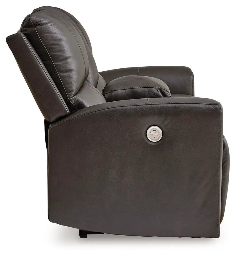 Boxmere - Dbl Power Reclining Loveseat with Console - Storm by Unique Piece Furniture