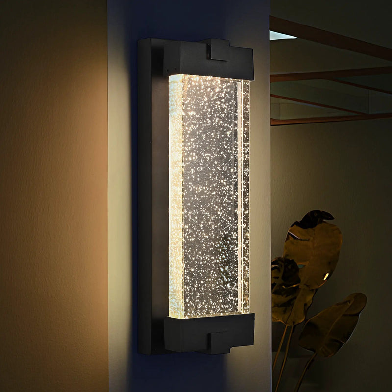 Black Aluminum Outdoor Wall Light with Bubble Crystal by HouseOfZazla