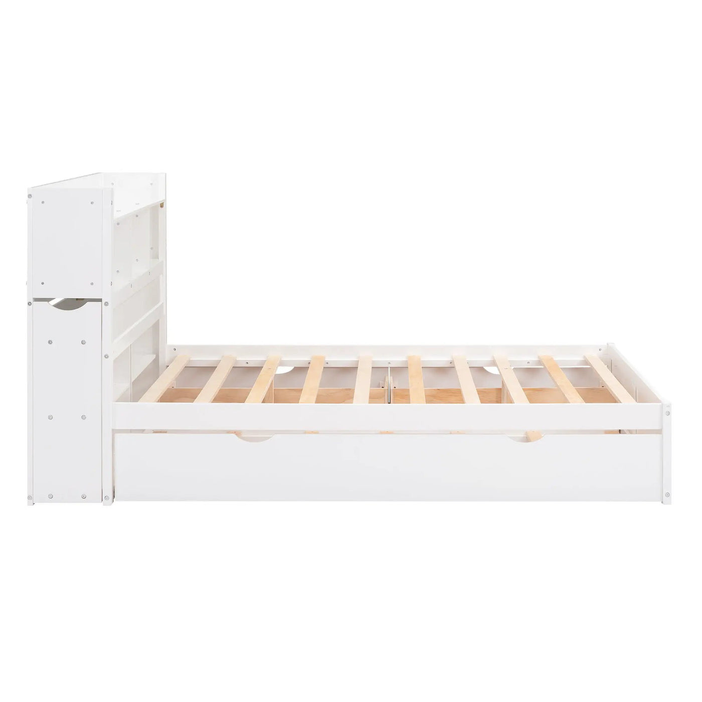 Storage Platform Bed With Pull Out Shelves, Trundle, And 2 Drawers by HouseOfZazla