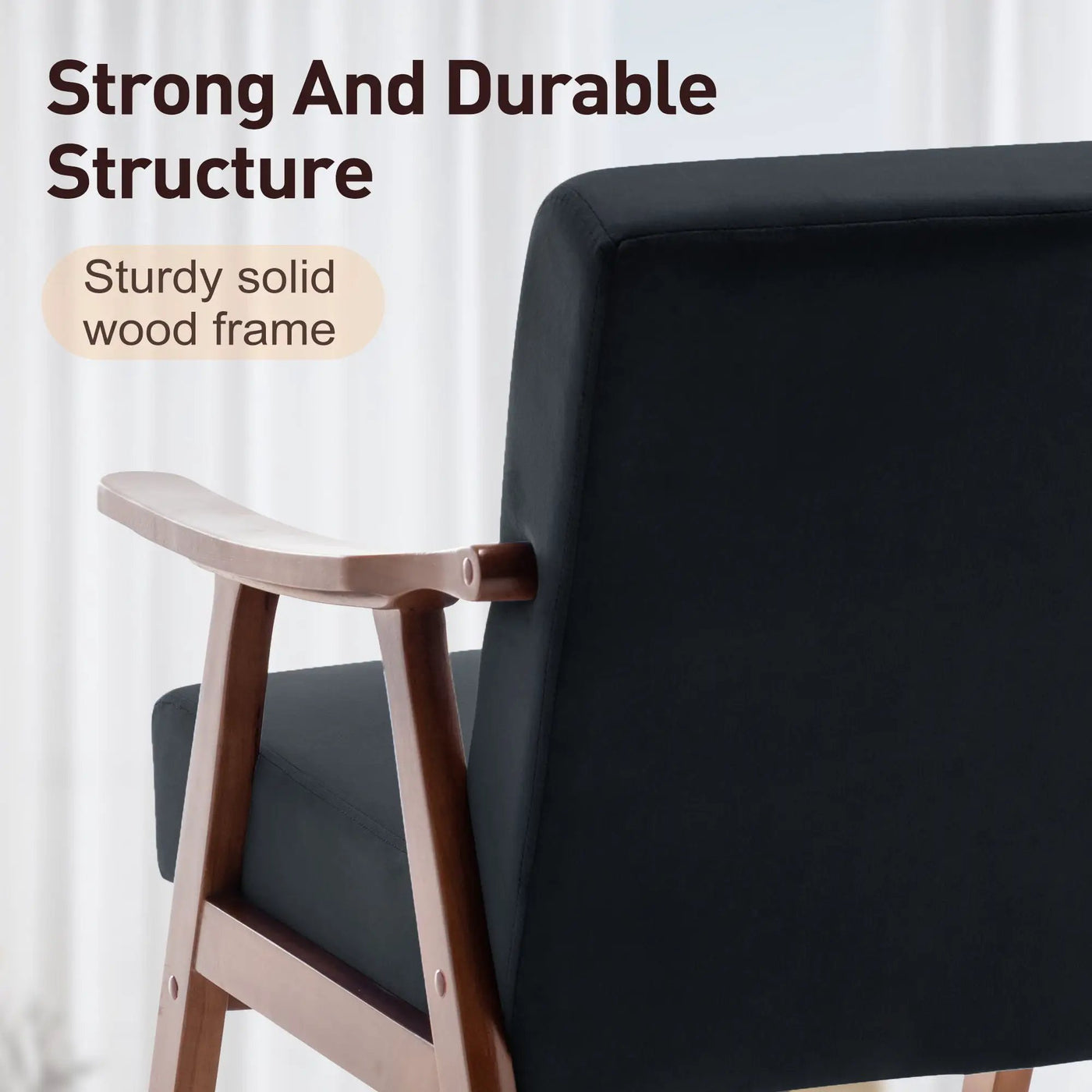 Mid Century Modern Accent Chair With Solid Wood Frame And Extra Thick Backrest by Unique Piece Furniture