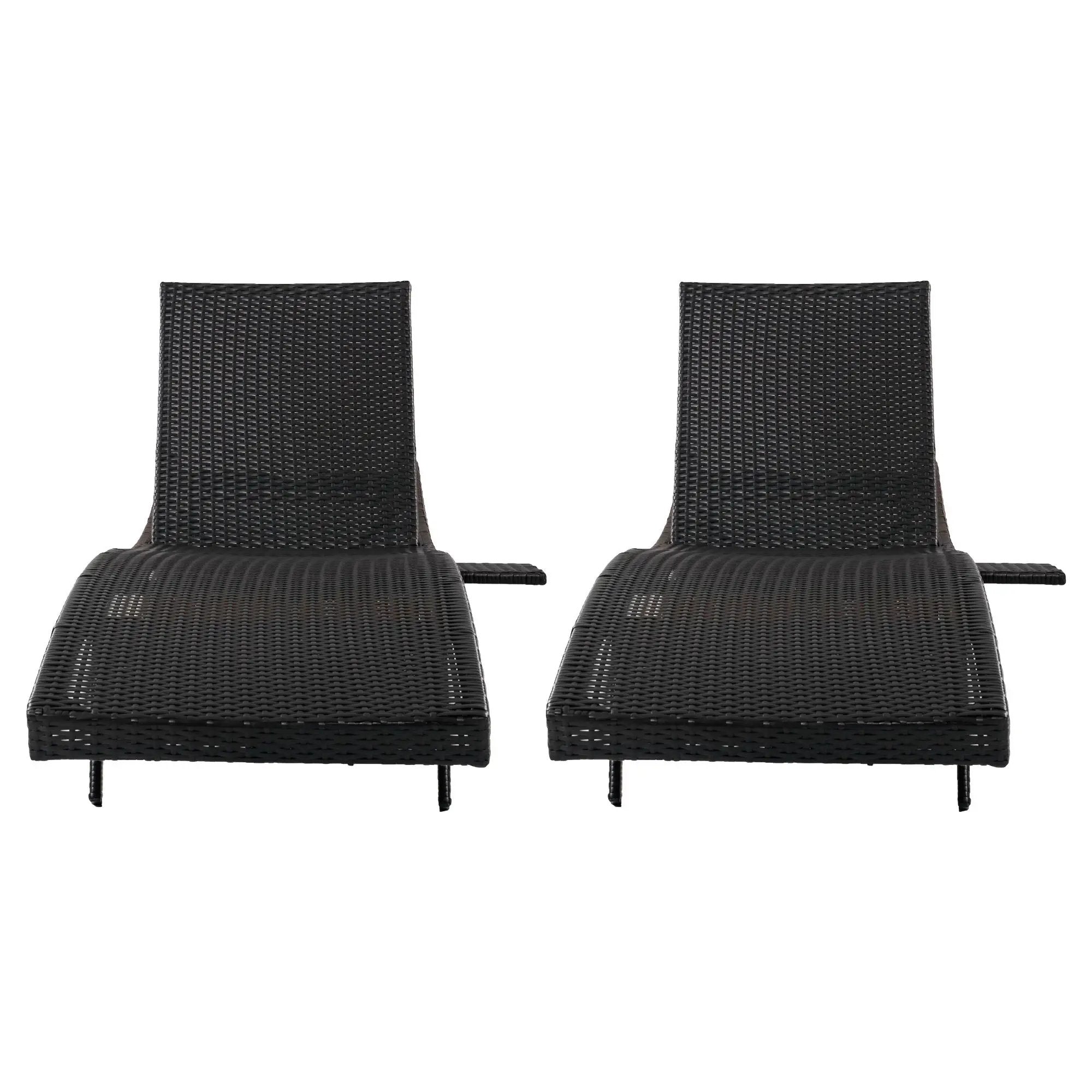 K&K 80'' Patio Wicker Chaise Lounge Chairs Set of 2 by HouseOfZazla
