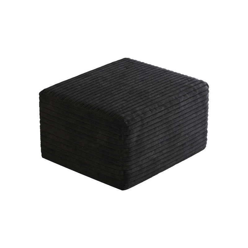 Black Plush Corduroy Sofa Ottoman - No Assembly Required by HouseOfZazla