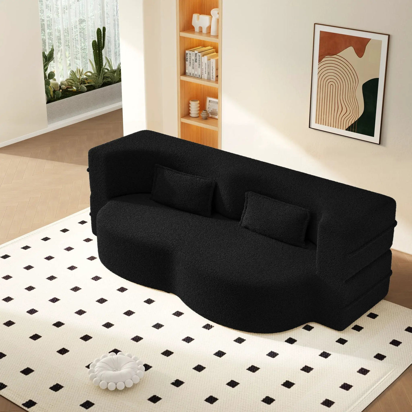 Modern Floor Sofa With 2 Pillows, Twin Size For Living Room by HouseOfZazla