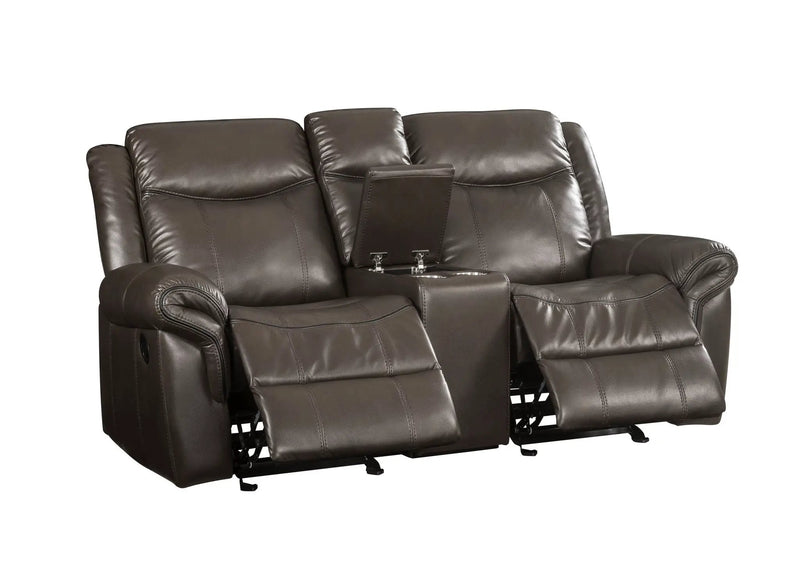 Lydia - Leather Aire Motion Loveseat With USB Console - Brown by Unique Piece Furniture