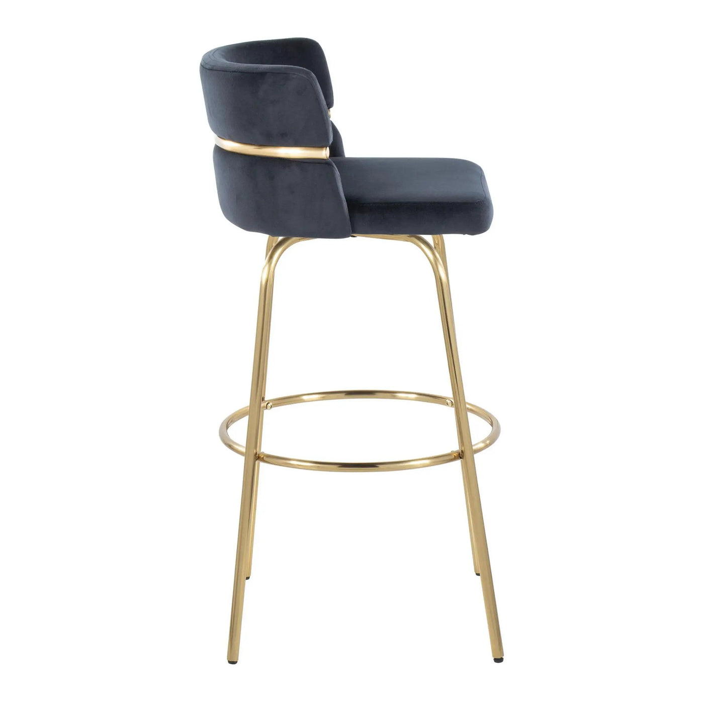 Cinch - Glam / Art Deco Fixed Height Barstool With Swivel With Round Footrest (Set of 2) by HouseOfZazla