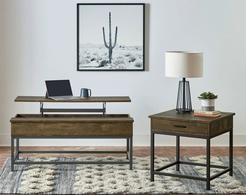 Byers Engineered Wood Lift Top Coffee Table Brown Oak by Unique Piece Furniture