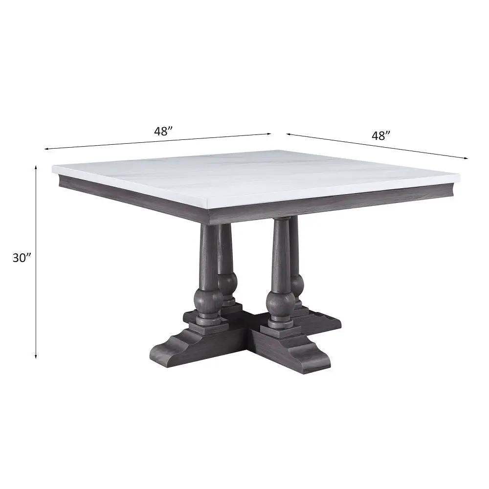 Yabeina - Square Dining Table - Marble Top Top & Gray Oak by Unique Piece Furniture