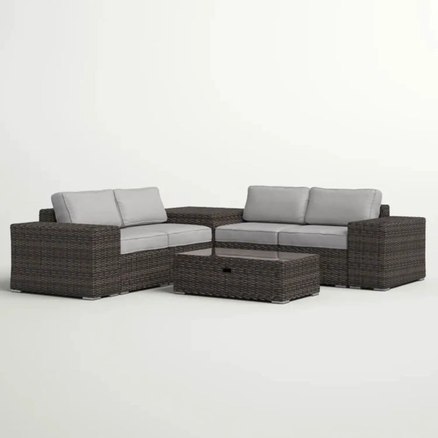Modern Patio Rattan Sectional Set With Cushions by Unique Piece Furniture