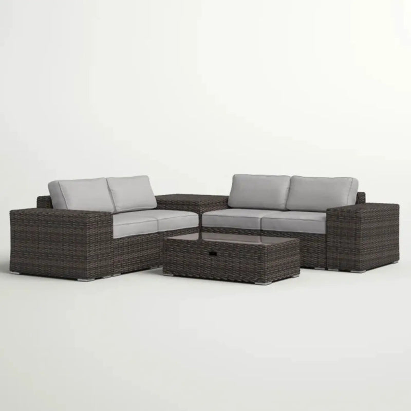 Modern Patio Rattan Sectional Set With Cushions by HouseOfZazla