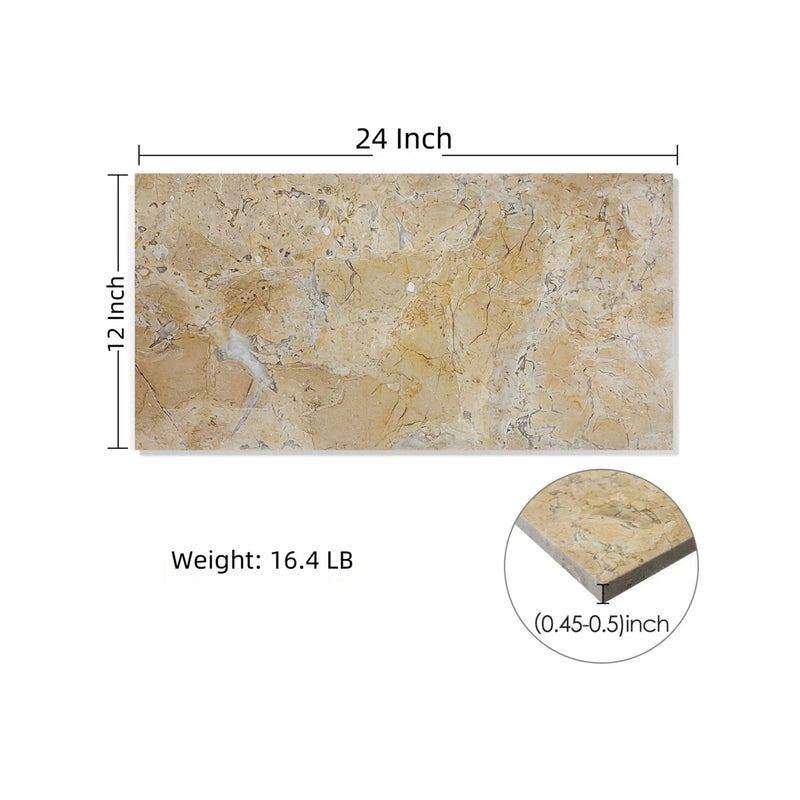 Marble Tile For Floor And Wall Honed 12 x 24" Stone (Set of 4) - Beige / Gold by HouseOfZazla