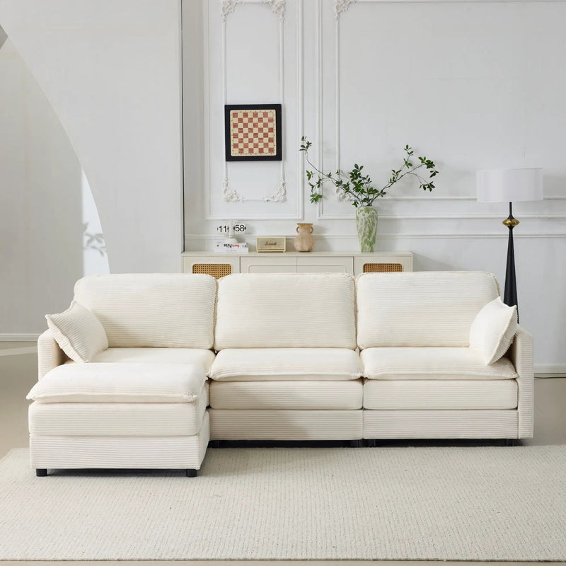 104" Plush Cloud 3 Seater Sofa: Modular Design with Ottoman by HouseOfZazla