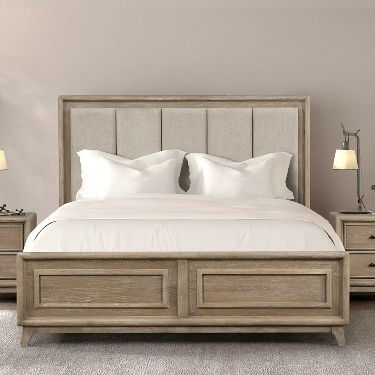 Contemporary Bed With Padded Headboard by Unique Piece Furniture
