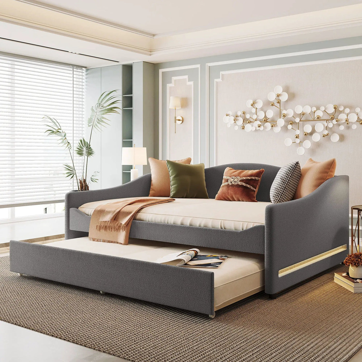 Upholstered Daybed With Light And Trundle by HouseOfZazla