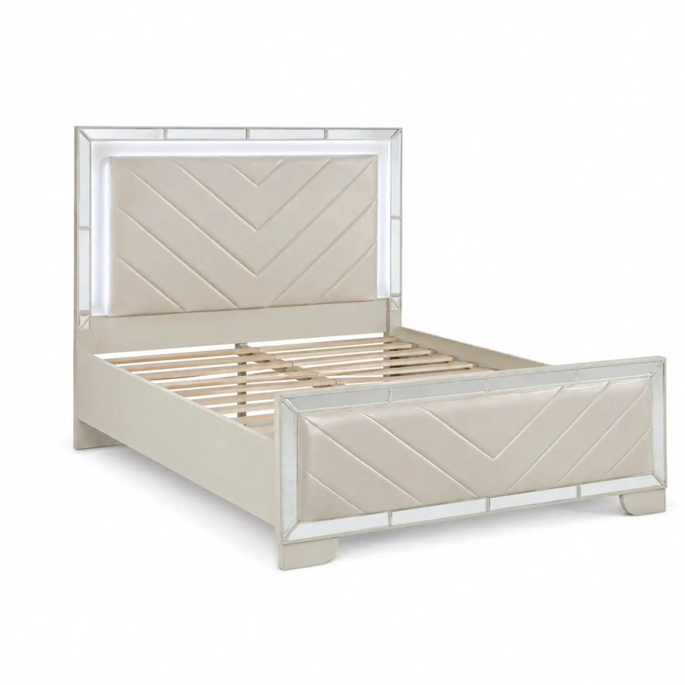 3 Piece Bedroom Contemporary Set, Bed With LED Lights And 2 Nightstands by HouseOfZazla