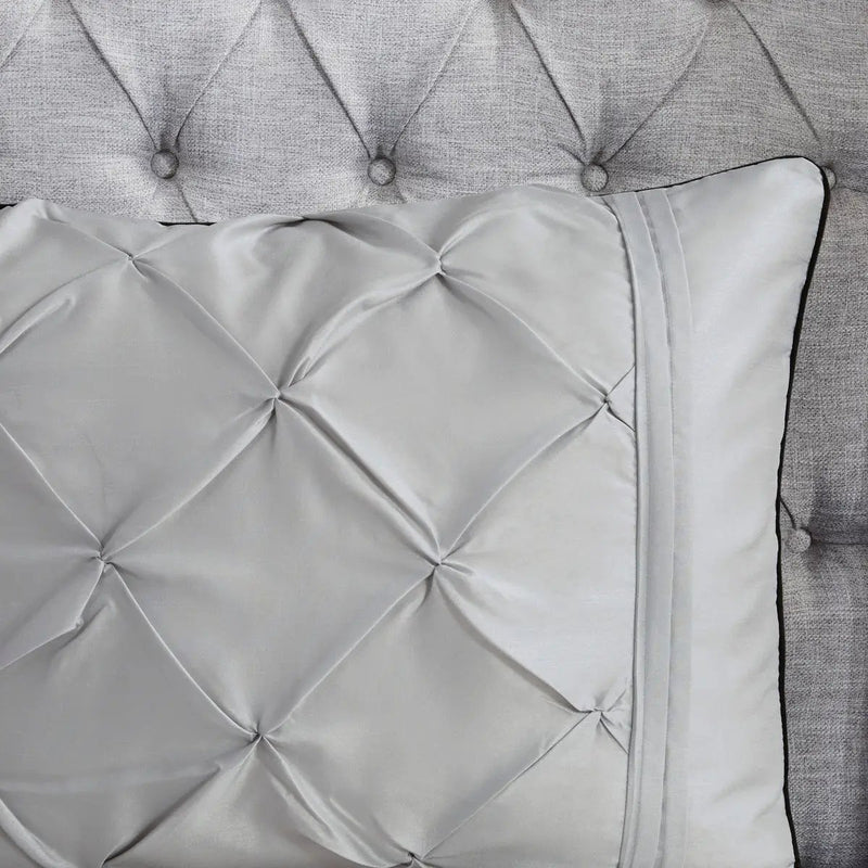 7 Piece Tufted Comforter Set Grey King by HouseOfZazla