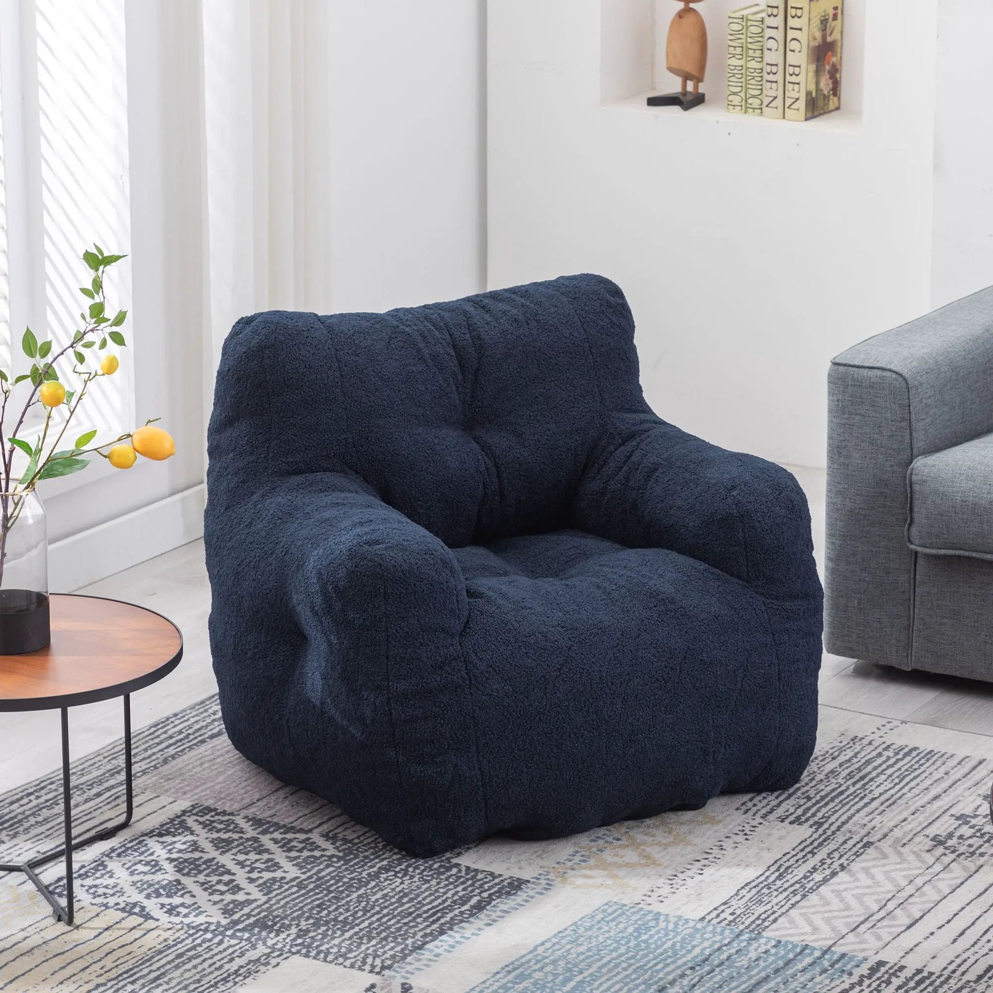 Soft Teddy Fabric Tufted Foam Bean Bag Chair With Teddy Fabric by Unique Piece Furniture