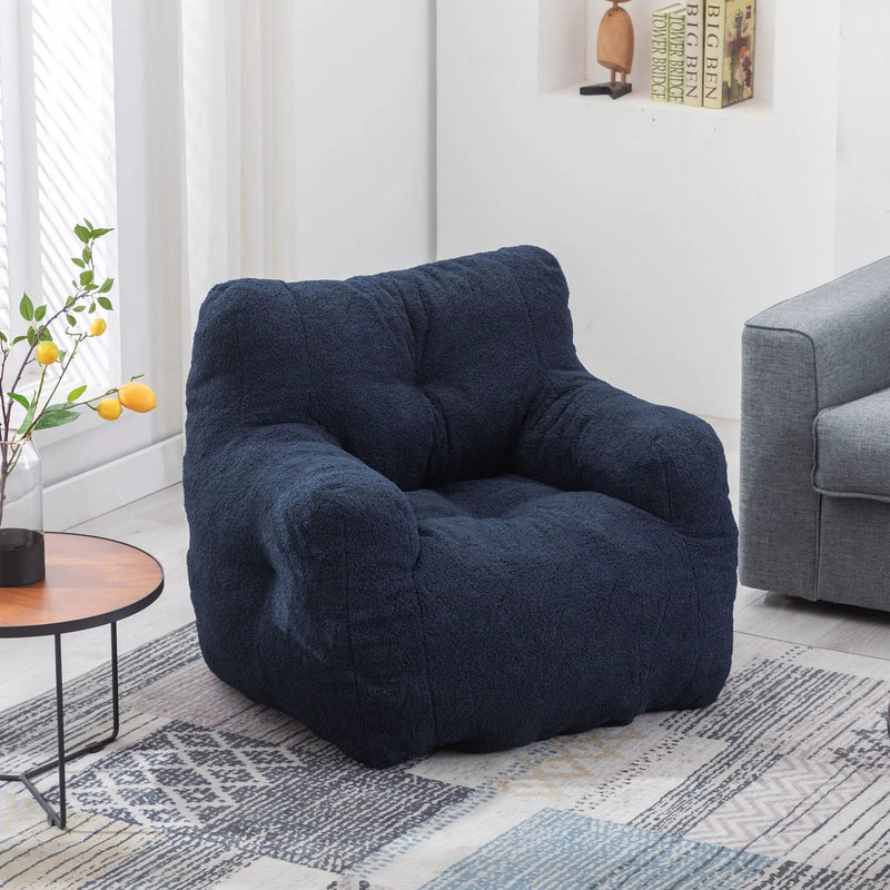 Soft Teddy Fabric Tufted Foam Bean Bag Chair With Teddy Fabric by Unique Piece Furniture