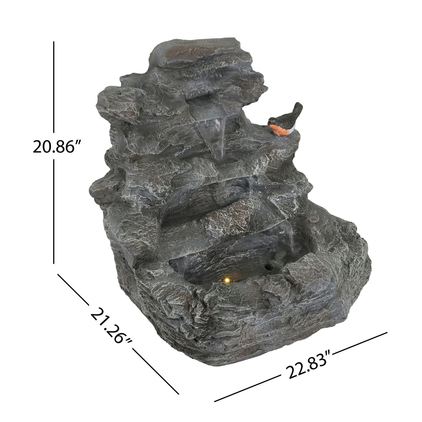 Concrete Rock Waterfall Fountain with LED Lights by HouseOfZazla