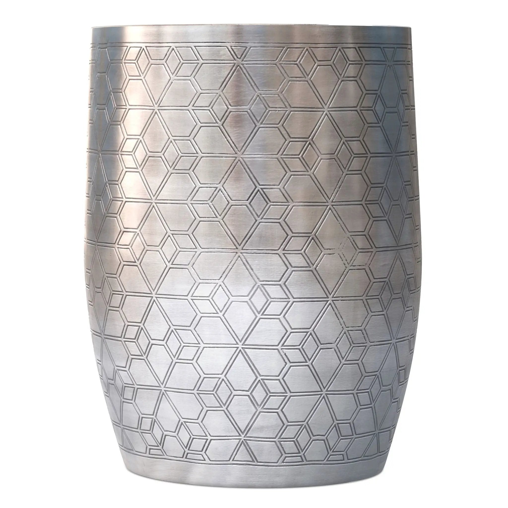 Johnsen - Geometric Pattern Accent Table - Antique Silver by HouseOfZazla