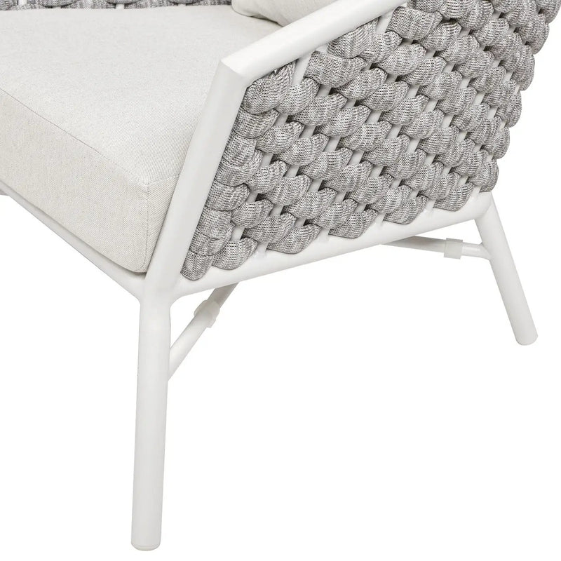 Rowan - Rope Barrel Back Patio Accent Arm Chair (Set of 2) - Optic White by HouseOfZazla
