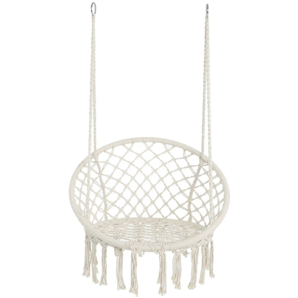 Macrame Hanging Hammock Chair, Rope Swing For Indoor And Outdoor Use