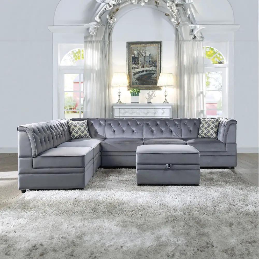 Bois II - Ottoman With Storage - Gray Velvet by Unique Piece Furniture