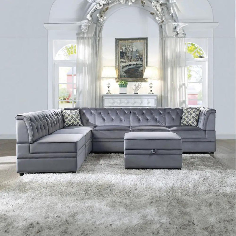 Bois II - Ottoman With Storage - Gray Velvet by Unique Piece Furniture