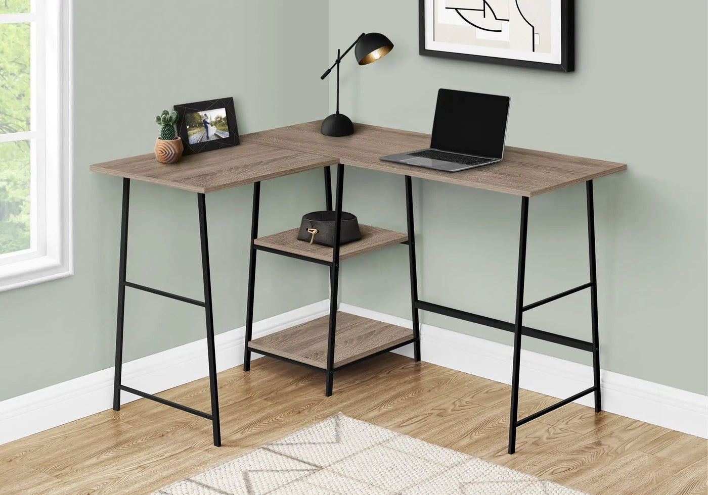 L-Shape Corner Computer Desk with Storage Shelves by HouseOfZazla