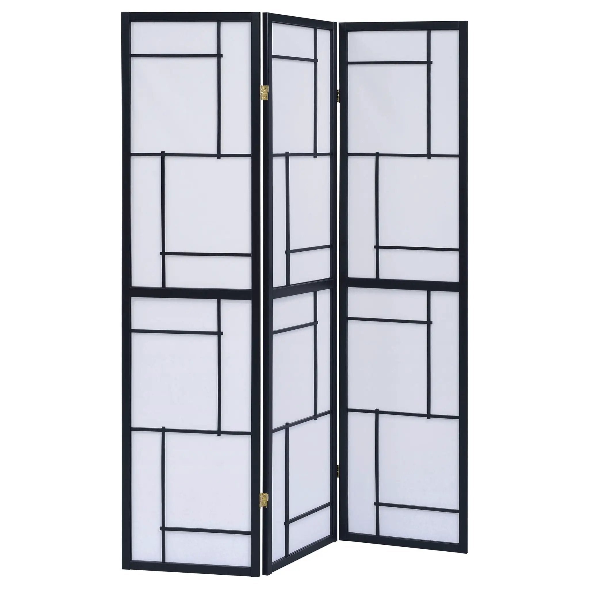 Reese - 3 Panel Room Divider Folding Shoji Screen With Accents - Beige / White by HouseOfZazla