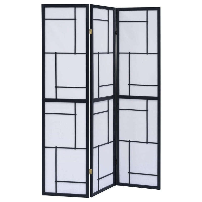 Reese - 3 Panel Room Divider Folding Shoji Screen With Accents - Beige / White by HouseOfZazla