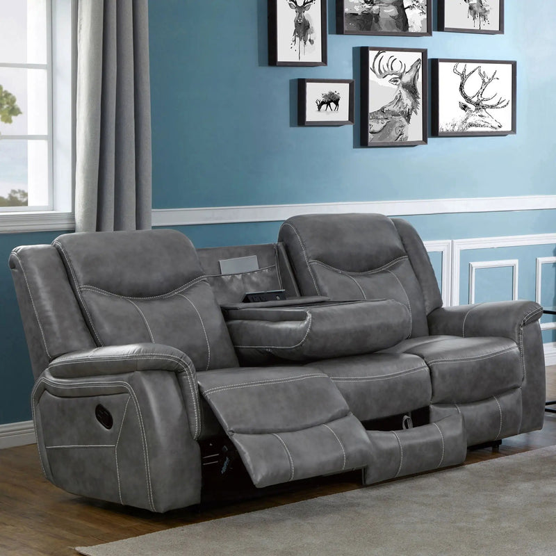 Conrad Upholstered Padded Arm Motion Sofa Grey by Unique Piece Furniture