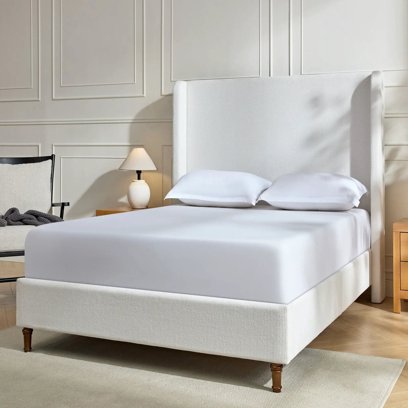 Harper - Tall Headboard Upholstered Bed / High Headboard / Elegant Simplicity / No Box Spring Needed by HouseOfZazla