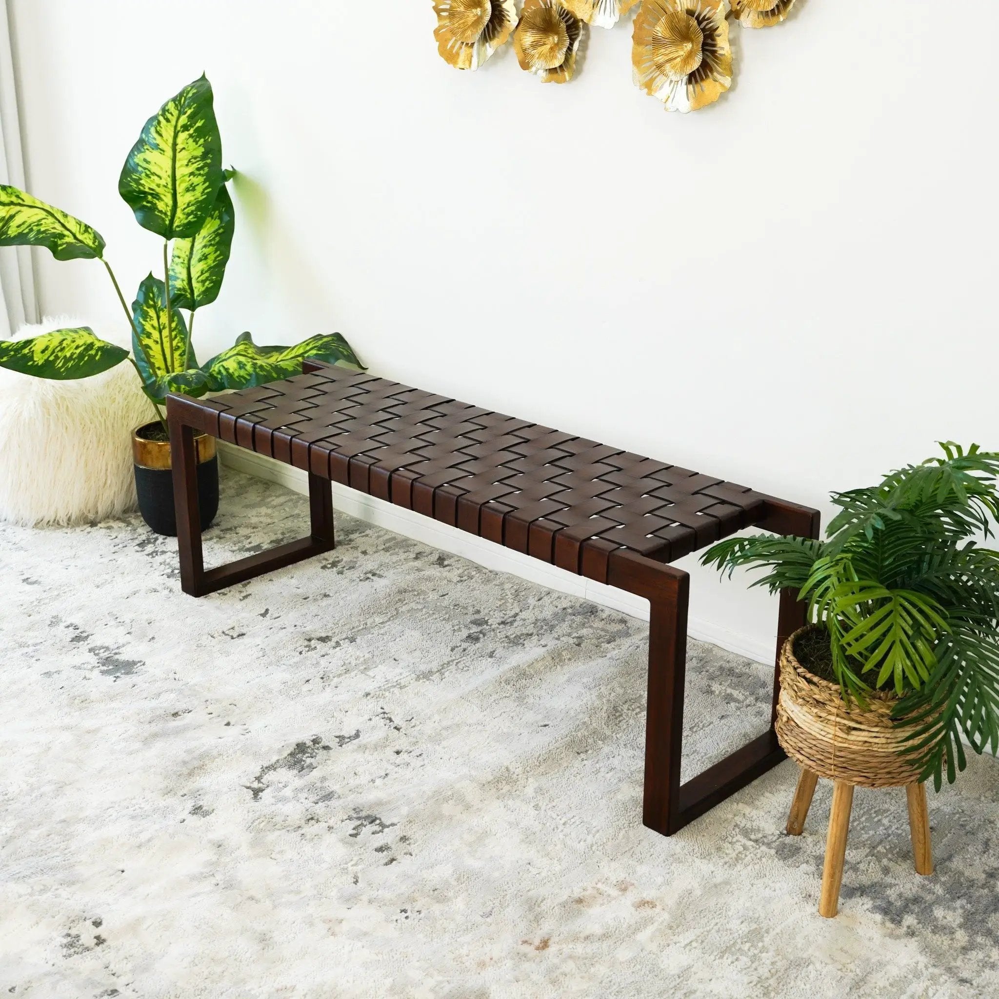 Christina - Bench - Cognac / Dark Brown / Tan by HouseOfZazla